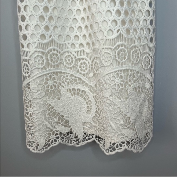 Abercrombie & Fitch White Eyelet Crochet Inspired Lace V Neck Mini Dress Size M - Picture 4 of 8